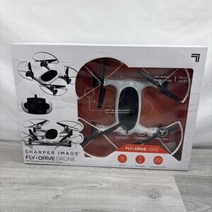 SHARPER IMAGE FLY + DRIVE 7" DRONE RECHARGEABLE DUAL FUNCTION 2.4GHZ LONG RANGE